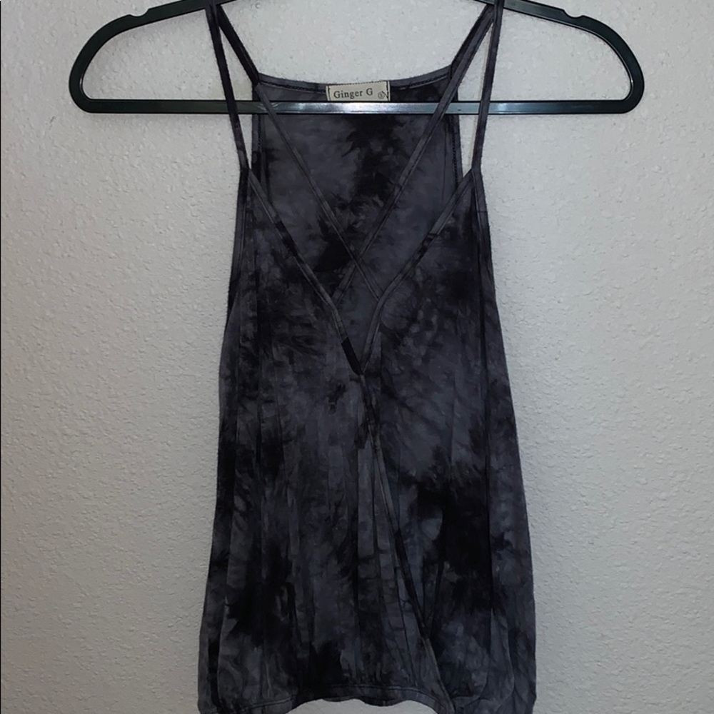 Grey/Black Tie Dye Wash Tank Top